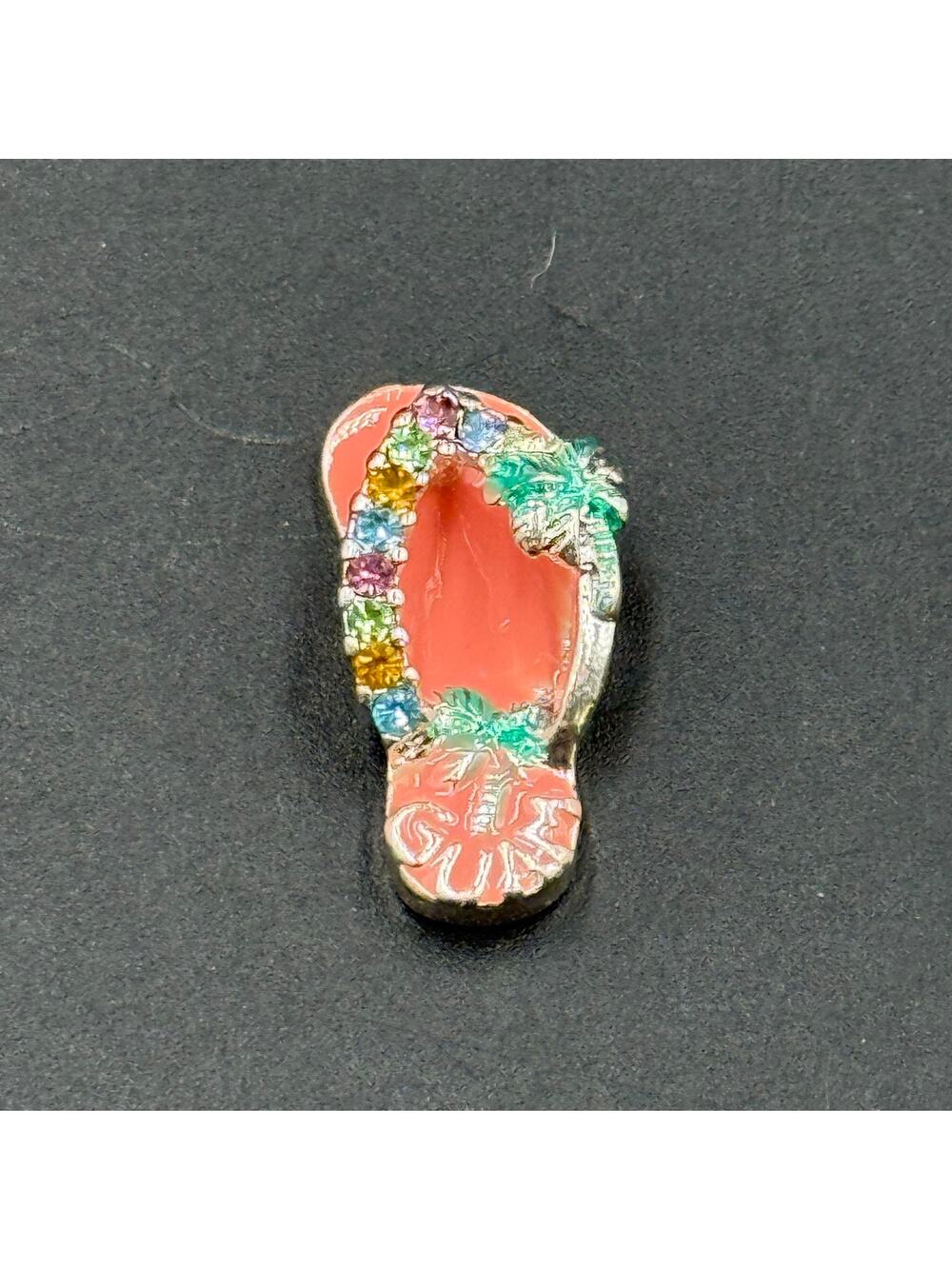 Vintage Guam Rhinestone Slipper Charm Pendant